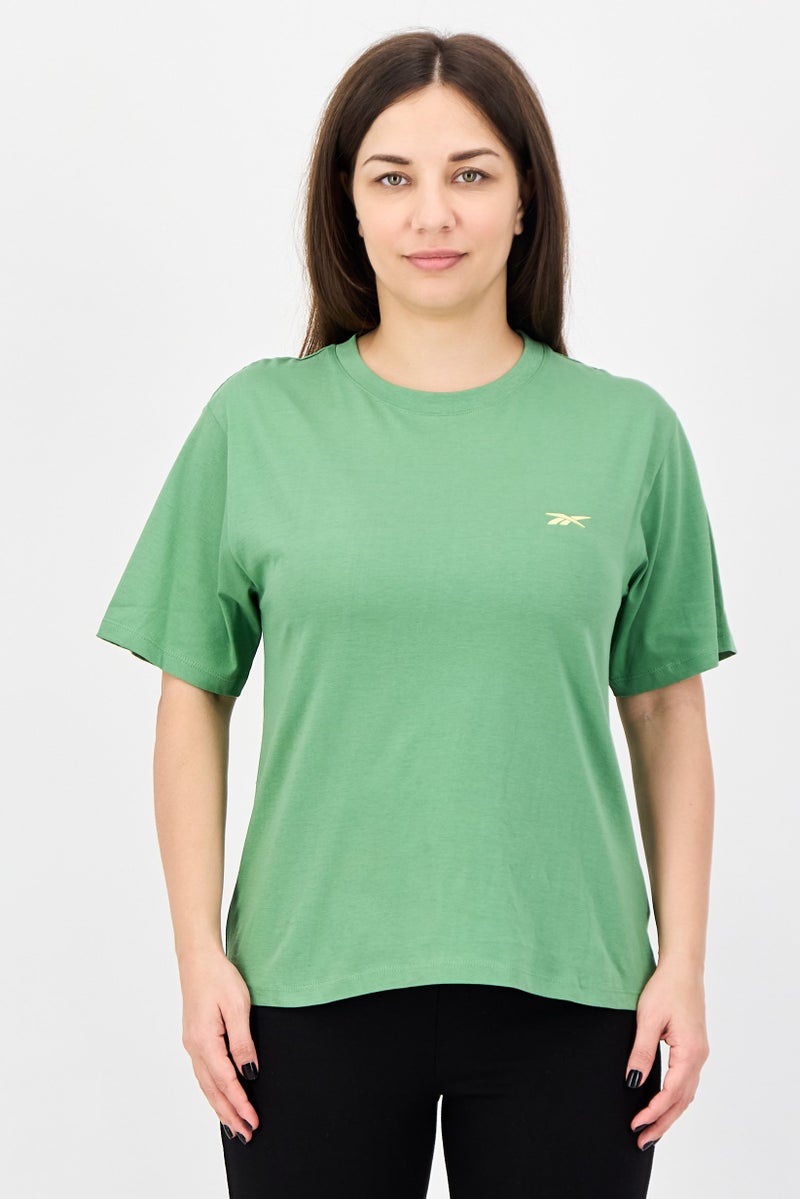Reebok Women Sportswear Fit Short Sleeve Outdoor T-Shirt, Green - Image 1